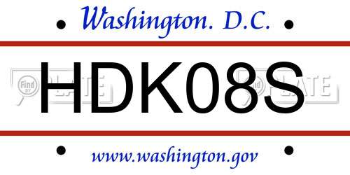 HDK08S District Of Columbia License Plate