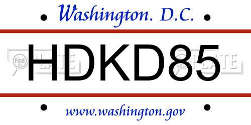 HDKD85 District Of Columbia License Plate