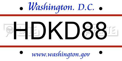 HDKD88 District Of Columbia License Plate