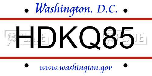 HDKQ85 District Of Columbia License Plate