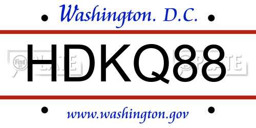 HDKQ88 District Of Columbia License Plate