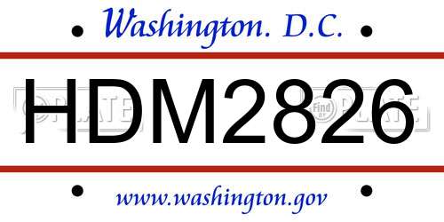 HDM2826 District Of Columbia License Plate