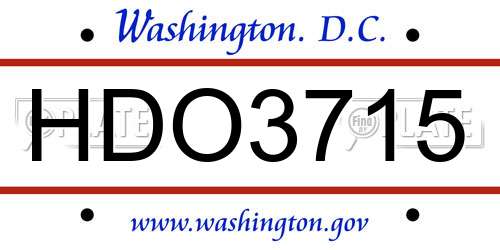 HDO3715 District Of Columbia License Plate