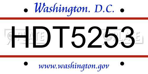 HDT5253 District Of Columbia License Plate