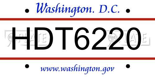 HDT6220 District Of Columbia License Plate