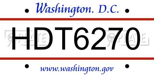 HDT6270 District Of Columbia License Plate