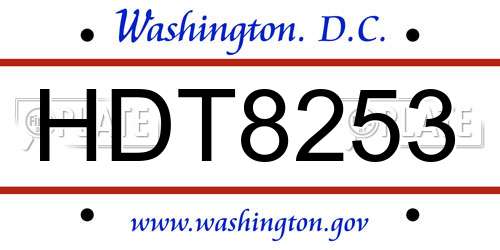 HDT8253 District Of Columbia License Plate