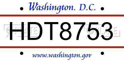 HDT8753 District Of Columbia License Plate