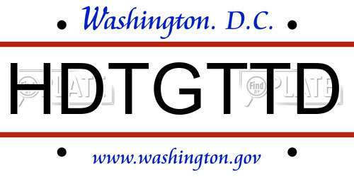 HDTGTTD District Of Columbia License Plate