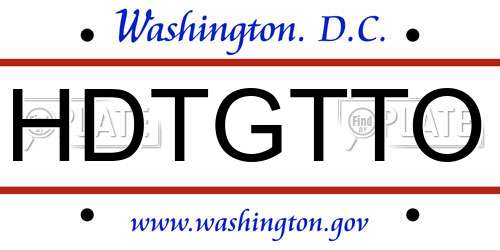 HDTGTTO District Of Columbia License Plate