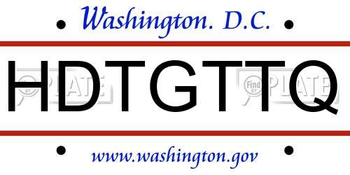 HDTGTTQ District Of Columbia License Plate