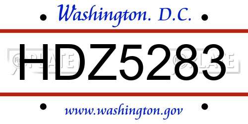 HDZ5283 District Of Columbia License Plate