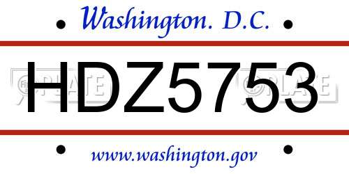 HDZ5753 District Of Columbia License Plate