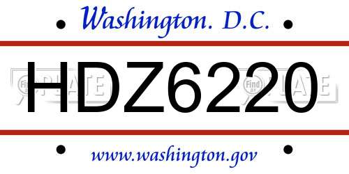 HDZ6220 District Of Columbia License Plate