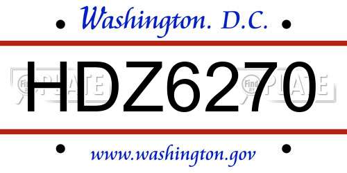 HDZ6270 District Of Columbia License Plate