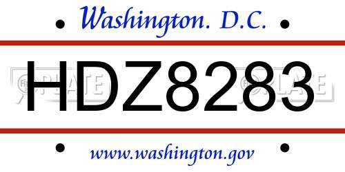 HDZ8283 District Of Columbia License Plate
