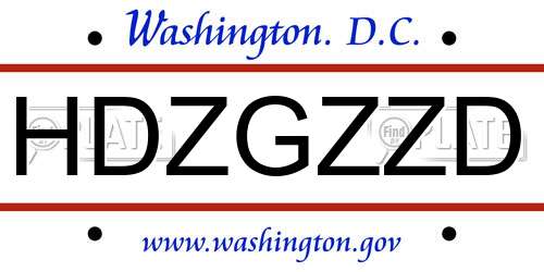 HDZGZZD District Of Columbia License Plate