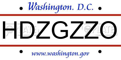 HDZGZZO District Of Columbia License Plate