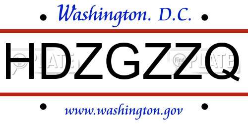 HDZGZZQ District Of Columbia License Plate