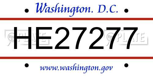 HE27277 District Of Columbia License Plate