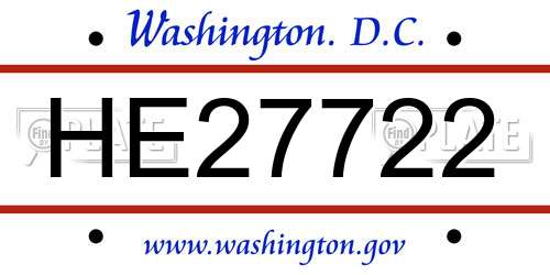 HE27722 District Of Columbia License Plate