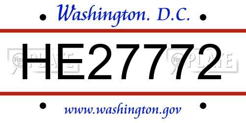 HE27772 District Of Columbia License Plate
