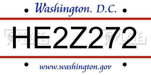 HE2Z272 District Of Columbia License Plate