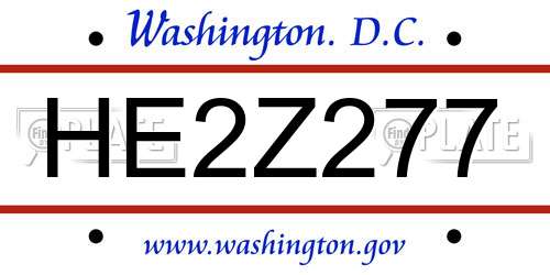 HE2Z277 District Of Columbia License Plate