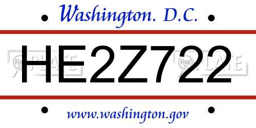 HE2Z722 District Of Columbia License Plate