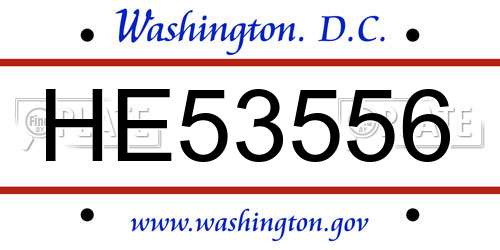 HE53556 District Of Columbia License Plate