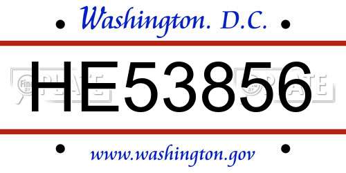 HE53856 District Of Columbia License Plate