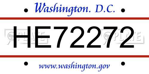 HE72272 District Of Columbia License Plate