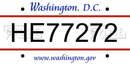 HE77272 District Of Columbia License Plate