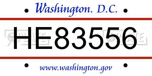 HE83556 District Of Columbia License Plate