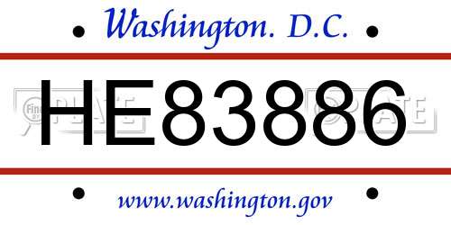 HE83886 District Of Columbia License Plate