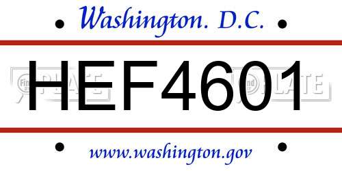 HEF4601 District Of Columbia License Plate