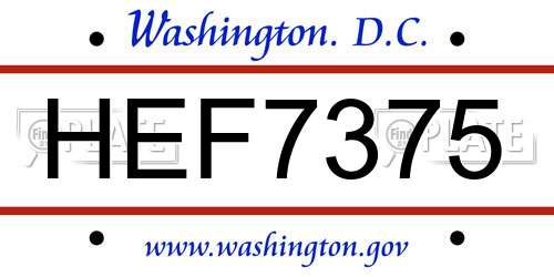 HEF7375 District Of Columbia License Plate