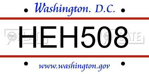 HEH508 District Of Columbia License Plate