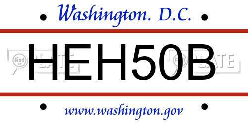 HEH50B District Of Columbia License Plate