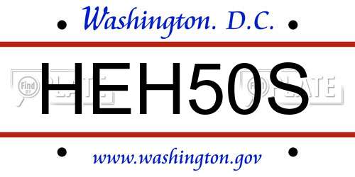 HEH50S District Of Columbia License Plate