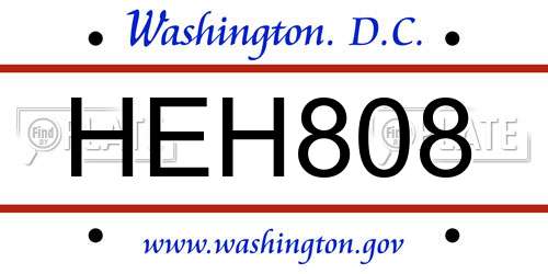 HEH808 District Of Columbia License Plate