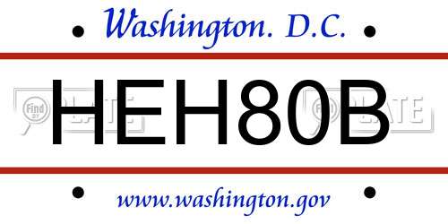 HEH80B District Of Columbia License Plate