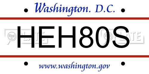 HEH80S District Of Columbia License Plate