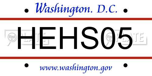 HEHS05 District Of Columbia License Plate