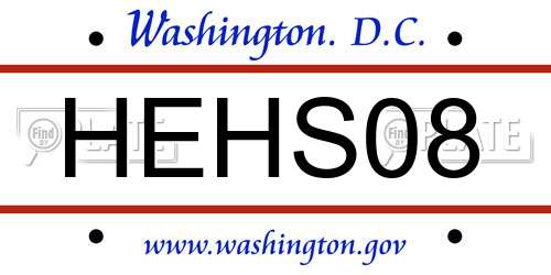 HEHS08 District Of Columbia License Plate