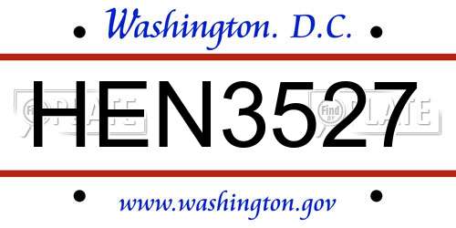 HEN3527 District Of Columbia License Plate