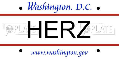 HERZ District Of Columbia License Plate