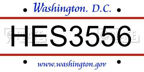 HES3556 District Of Columbia License Plate