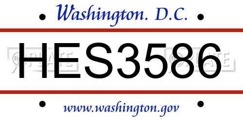 HES3586 District Of Columbia License Plate