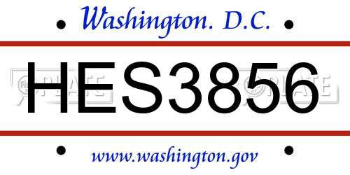 HES3856 District Of Columbia License Plate